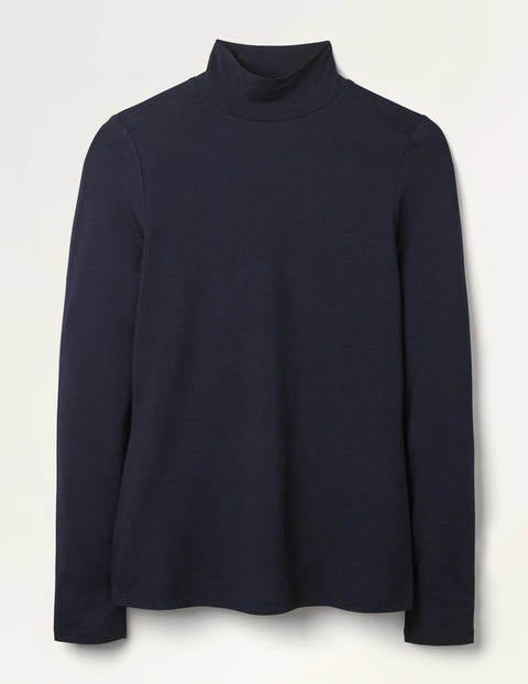 Evie Jersey Polo Neck Top - Navy Evie Jersey Polo Neck Top - Navy