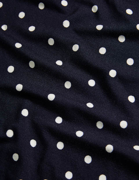 Evie Jersey Polo Neck Top - Navy/Ivory, Scattered Spot Evie Jersey Polo Neck Top - Navy/Ivory, Scattered Spot