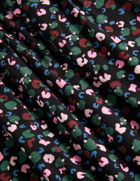 Layla Jerseykleid - Dunkles Waldgrün, Gemaltes knalliges Muster Layla Jerseykleid - Dunkles Waldgrün, Gemaltes knalliges Muster