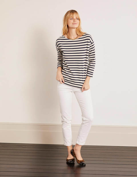 Rosie Jersey Top - Ivory/Navy
