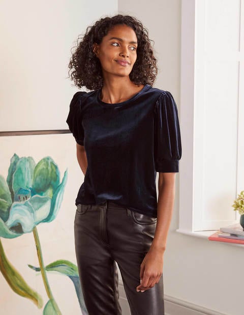 Maddie Velvet Puff Sleeve Top - Navy Maddie Velvet Puff Sleeve Top - Navy
