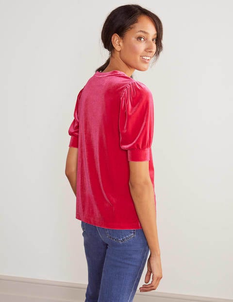 Maddie Velvet Puff Sleeve Top - Pink Flambe Maddie Velvet Puff Sleeve Top - Pink Flambe