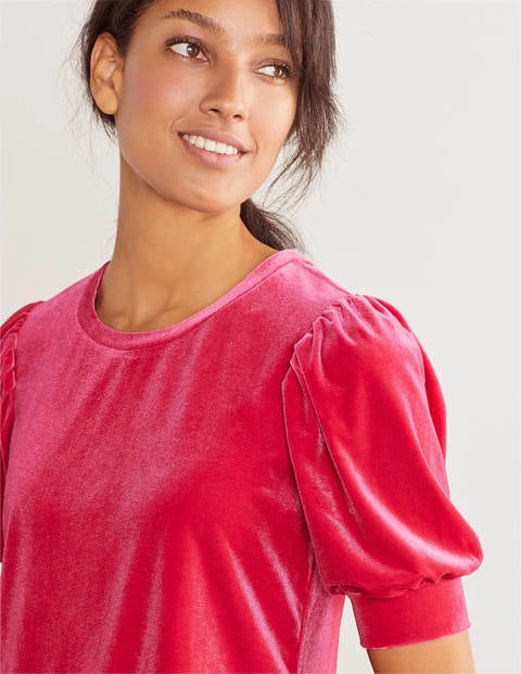 Maddie Velvet Puff Sleeve Top - Pink Flambe Maddie Velvet Puff Sleeve Top - Pink Flambe