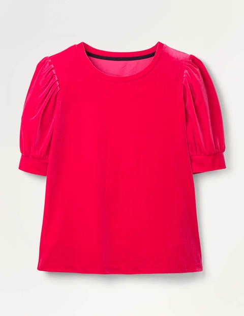 Maddie Velvet Puff Sleeve Top - Pink Flambe Maddie Velvet Puff Sleeve Top - Pink Flambe