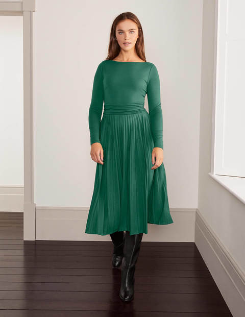Catherine Jersey Pleated Dress - Deep Forest