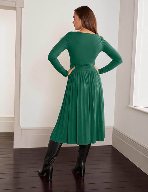 Catherine Plisseekleid aus Jersey - Waldgrün Catherine Plisseekleid aus Jersey - Waldgrün