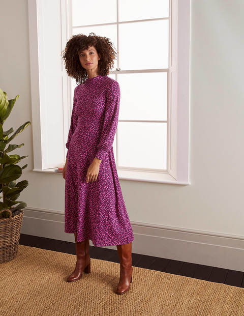 Carly Jersey Midi Dress - Pink Flambe, Trellis Vine Carly Jersey Midi Dress - Pink Flambe, Trellis Vine