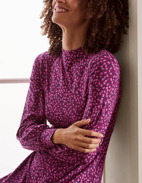 Carly Jersey Midi Dress - Pink Flambe, Trellis Vine Carly Jersey Midi Dress - Pink Flambe, Trellis Vine