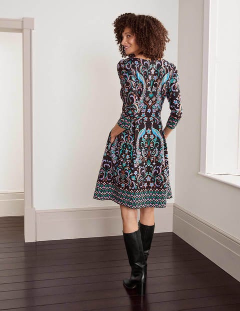 Marie Ponte Dress - Black, Fanciful Peacock Marie Ponte Dress - Black, Fanciful Peacock