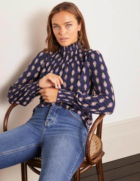 Celia Jersey Top - Navy, Confetti Stamp Celia Jersey Top - Navy, Confetti Stamp