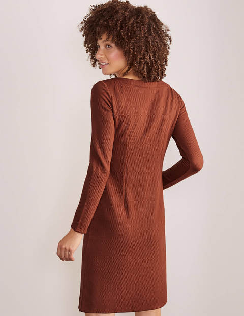 Ingrid Jacquard Shift Dress - Red Oak Ingrid Jacquard Shift Dress - Red Oak