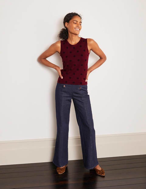 Favourite Knitted Tank - Maroon, Linear Spot Favourite Knitted Tank - Maroon, Linear Spot