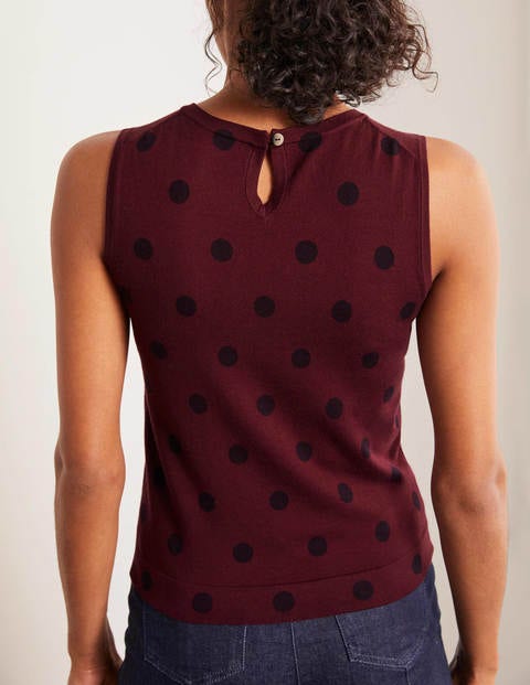 Favourite Knitted Tank - Maroon, Linear Spot Favourite Knitted Tank - Maroon, Linear Spot