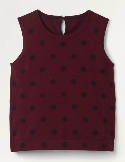 Favourite Knitted Tank - Maroon, Linear Spot Favourite Knitted Tank - Maroon, Linear Spot