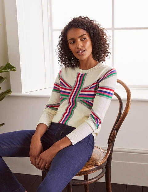 Estella Sweater - Ivory, Stripe Union Jack Estella Sweater - Ivory, Stripe Union Jack