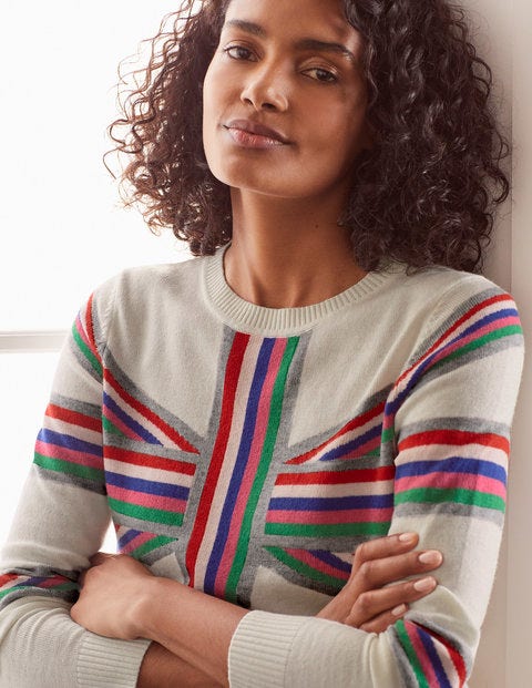 Estella Sweater - Ivory, Stripe Union Jack Estella Sweater - Ivory, Stripe Union Jack
