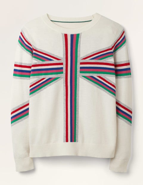 Estella Sweater - Ivory, Stripe Union Jack Estella Sweater - Ivory, Stripe Union Jack