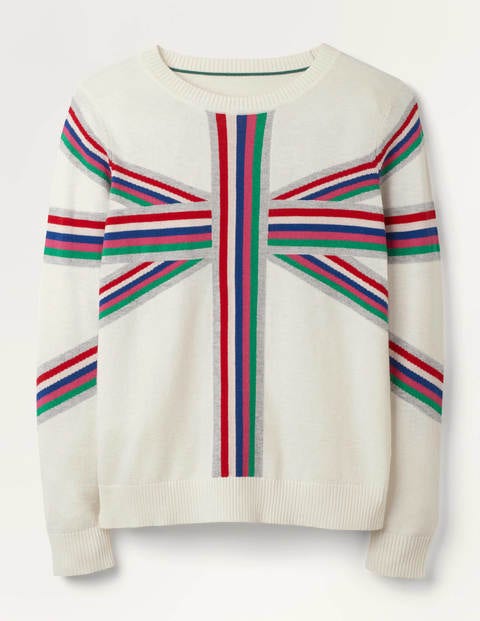 Estella Sweater - Ivory, Stripe Union Jack Estella Sweater - Ivory, Stripe Union Jack