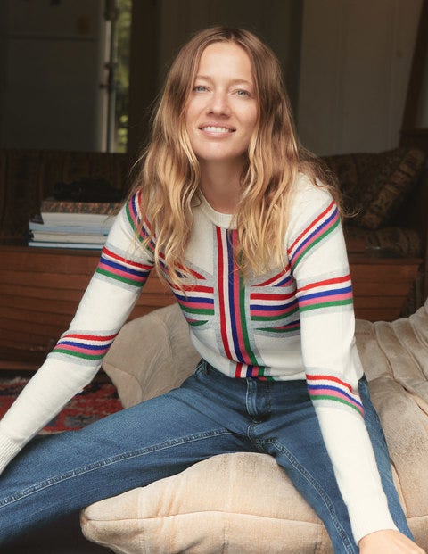Estella Sweater - Ivory, Stripe Union Jack Estella Sweater - Ivory, Stripe Union Jack