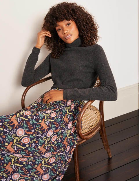 Cashmere Roll Neck Sweater - Charcoal Melange Cashmere Roll Neck Sweater - Charcoal Melange