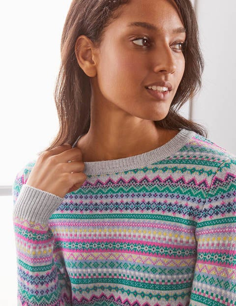 Louise Fair Isle Jumper - Grey Melange Louise Fair Isle Jumper - Grey Melange