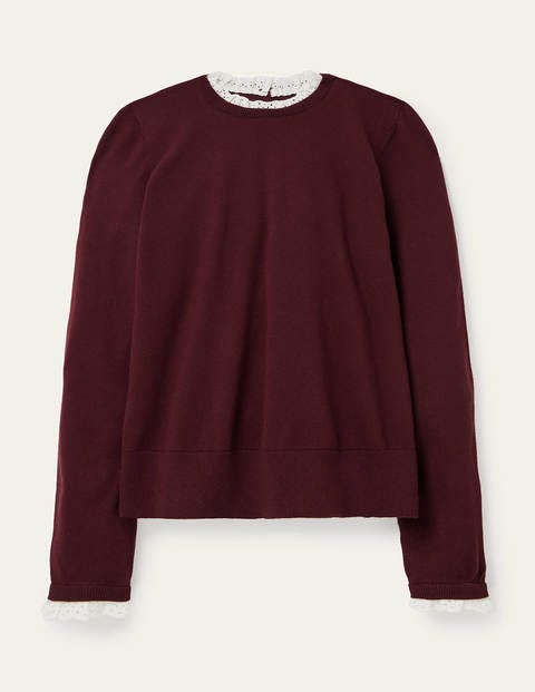 Lincoln Baumwollpullover mit Rüschen - Rotbraun Lincoln Baumwollpullover mit Rüschen - Rotbraun