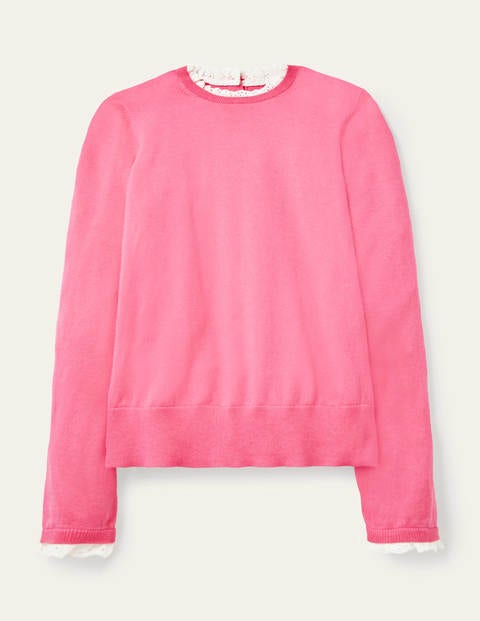 Lincoln Cotton Frill Jumper - Bright Camellia Lincoln Cotton Frill Jumper - Bright Camellia