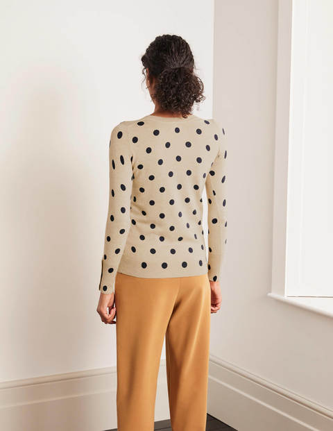 Eldon Cotton Jumper - Chinchilla, Linear Spot Eldon Cotton Jumper - Chinchilla, Linear Spot