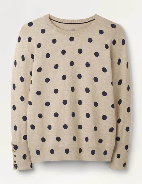 Pull Eldon en coton - Chinchilla, petits pois linéaires Pull Eldon en coton - Chinchilla, petits pois linéaires