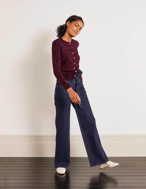 Eldon Crew Cardigan - Maroon, Linear Spot Eldon Crew Cardigan - Maroon, Linear Spot