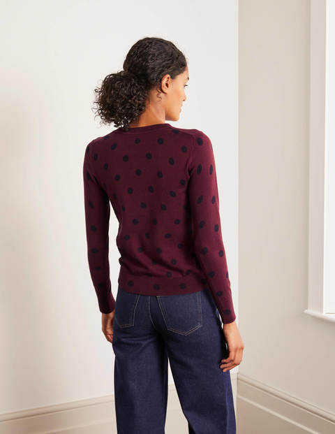 Eldon Crew Cardigan - Maroon, Linear Spot Eldon Crew Cardigan - Maroon, Linear Spot