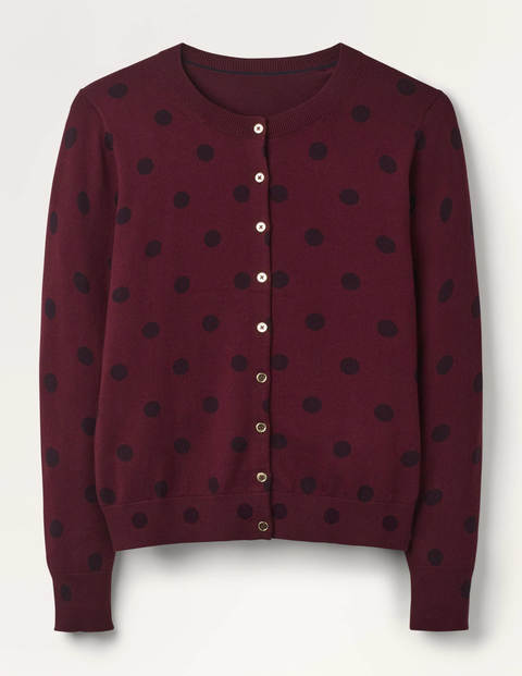 Eldon Crew Cardigan - Maroon, Linear Spot Eldon Crew Cardigan - Maroon, Linear Spot