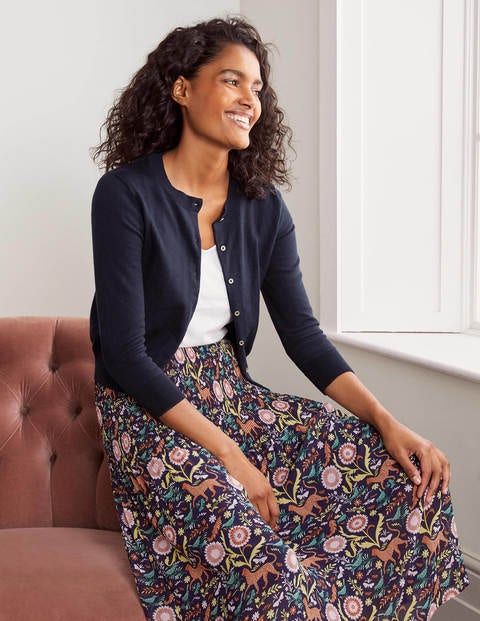 Eldon Cotton Crop Cardigan - Navy Eldon Cotton Crop Cardigan - Navy