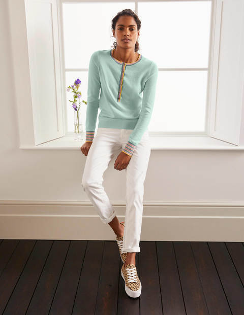 Marlborough Henley Jumper - Cut Glass Blue Marlborough Henley Jumper - Cut Glass Blue