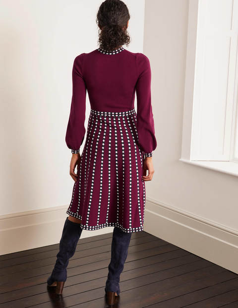 Dollie Knitted Dress - Ruby Ring, Linear Dot Dollie Knitted Dress - Ruby Ring, Linear Dot