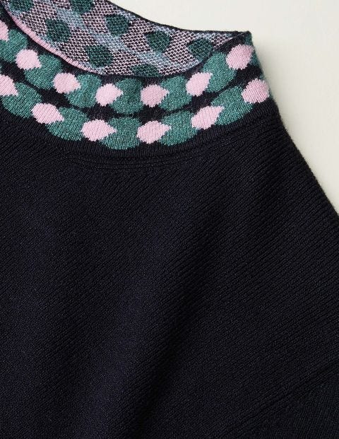 Dollie Knitted Dress - Navy, Linear Dot Dollie Knitted Dress - Navy, Linear Dot