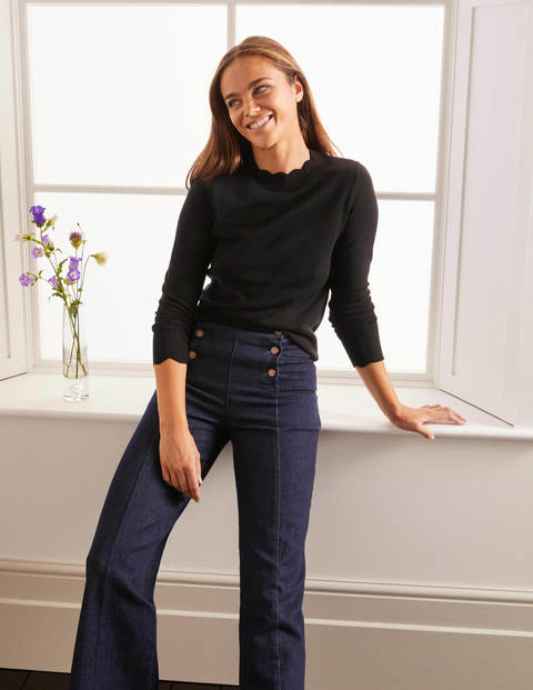 Hambleden Pullover mit Muschelsaum - Schwarz Hambleden Pullover mit Muschelsaum - Schwarz