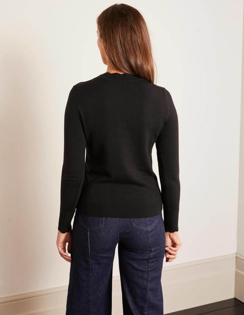 Hambleden Pullover mit Muschelsaum - Schwarz Hambleden Pullover mit Muschelsaum - Schwarz