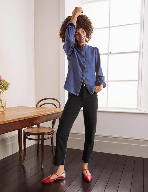 Lockere Jeans mit geradem Bein - Gewaschenes Schwarz Lockere Jeans mit geradem Bein - Gewaschenes Schwarz