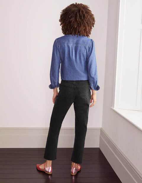 Lockere Jeans mit geradem Bein - Gewaschenes Schwarz Lockere Jeans mit geradem Bein - Gewaschenes Schwarz