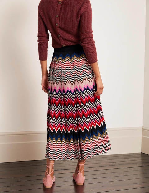 Musgrove Pleated Skirt - Red, Eccentric Chevron Musgrove Pleated Skirt - Red, Eccentric Chevron