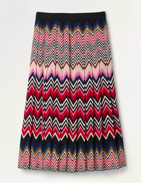 Musgrove Pleated Skirt - Red, Eccentric Chevron Musgrove Pleated Skirt - Red, Eccentric Chevron