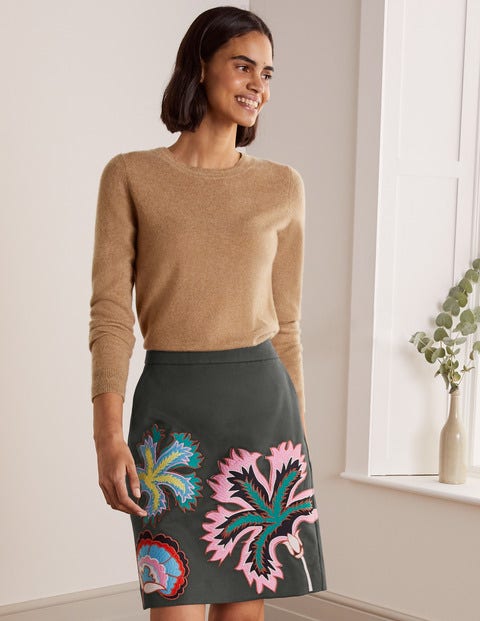 Riley Embroidered Mini Skirt - Graphite Floral Embroidery Riley Embroidered Mini Skirt - Graphite Floral Embroidery