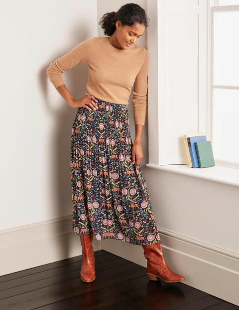 Cassidy Pleated Skirt - French Navy, Magical Garden Cassidy Pleated Skirt - French Navy, Magical Garden