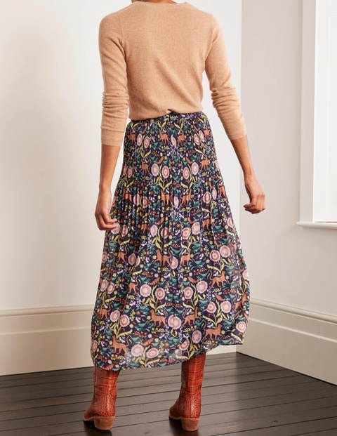 Cassidy Pleated Skirt - French Navy, Magical Garden Cassidy Pleated Skirt - French Navy, Magical Garden