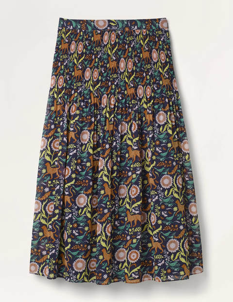 Cassidy Pleated Skirt - French Navy, Magical Garden Cassidy Pleated Skirt - French Navy, Magical Garden
