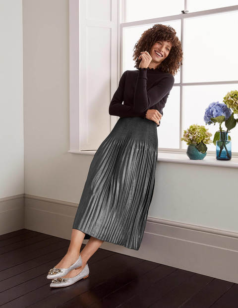 Cassidy Pleated Skirt - Pewter Metallic Cassidy Pleated Skirt - Pewter Metallic