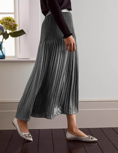 Cassidy Pleated Skirt - Pewter Metallic Cassidy Pleated Skirt - Pewter Metallic