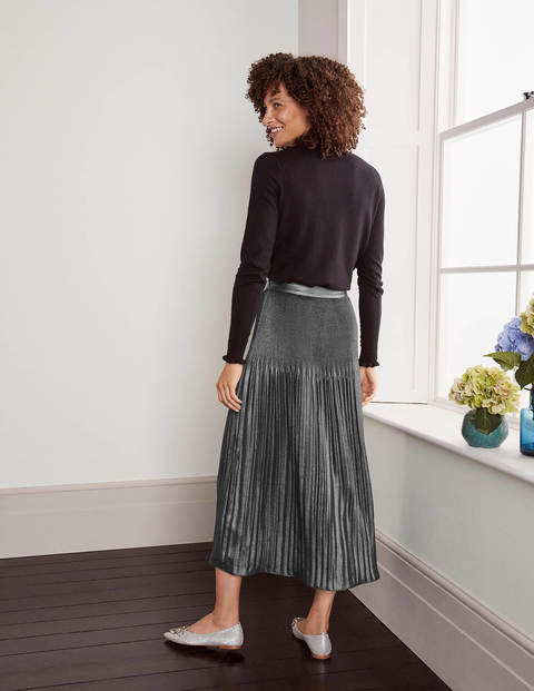 Cassidy Pleated Skirt - Pewter Metallic Cassidy Pleated Skirt - Pewter Metallic