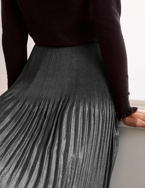 Cassidy Pleated Skirt - Pewter Metallic Cassidy Pleated Skirt - Pewter Metallic